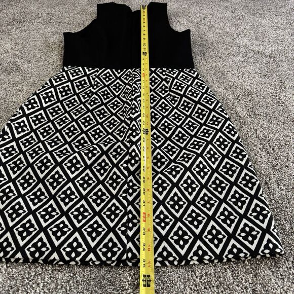 Lucky Brand Geometric Jacquard Black White Sleeveless Dress Pockets Size 6 NWOT - Picture 12 of 12